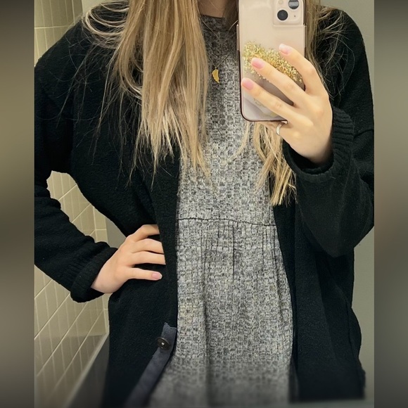 Dresses & Skirts - *FREE* Heather grey ribbed sweater dress - perfect for fall!